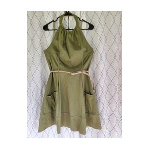 Jessica Simpson Olive Green Halter Dress